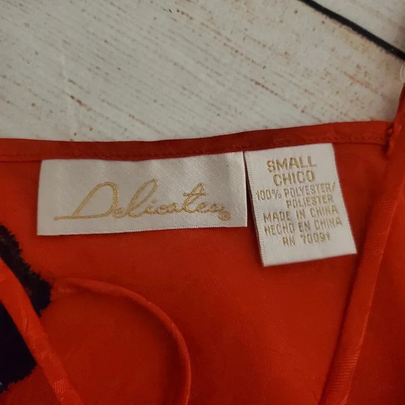 Delicates Womens Small Vintage Red&Black Floral Satin&Lace Teddy Bodysuit - Picture 9 of 9